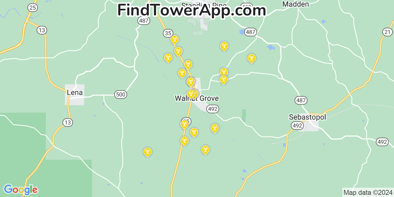 T-Mobile 4G/5G cell tower coverage map Walnut Grove, Mississippi