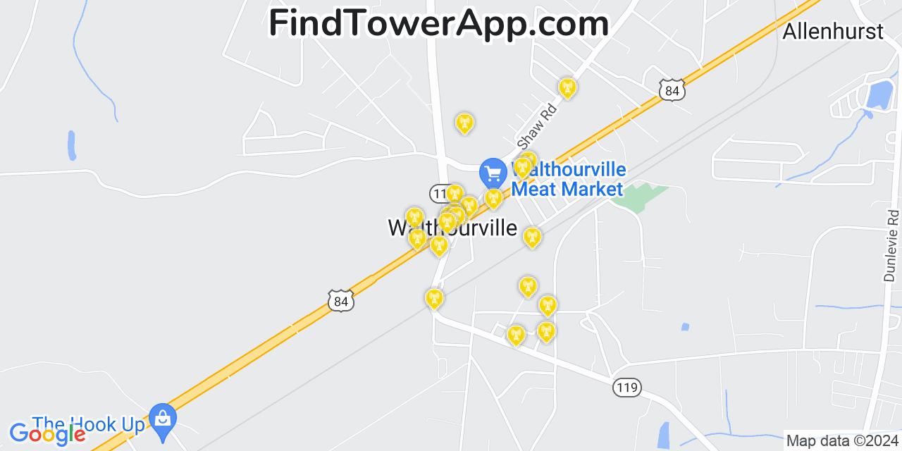 AT&T 4G/5G cell tower coverage map Walthourville, Georgia