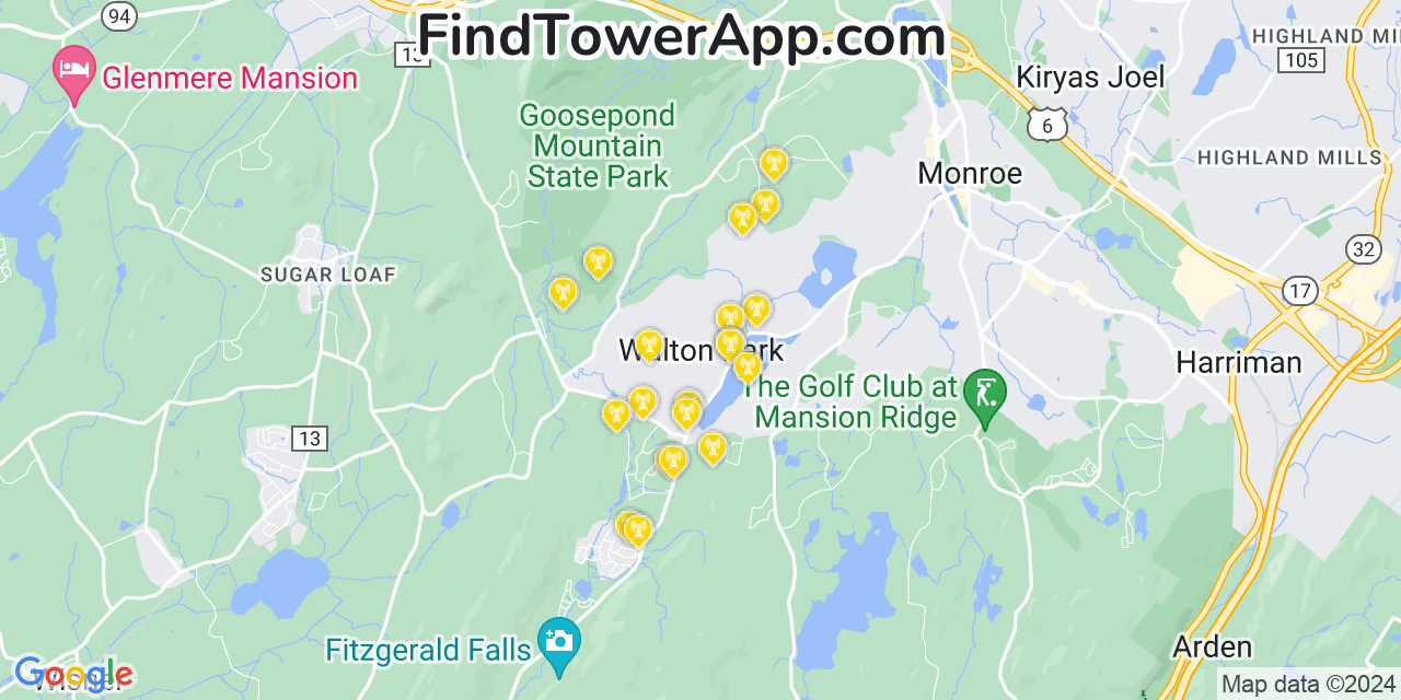 Verizon 4G/5G cell tower coverage map Walton Park, New York