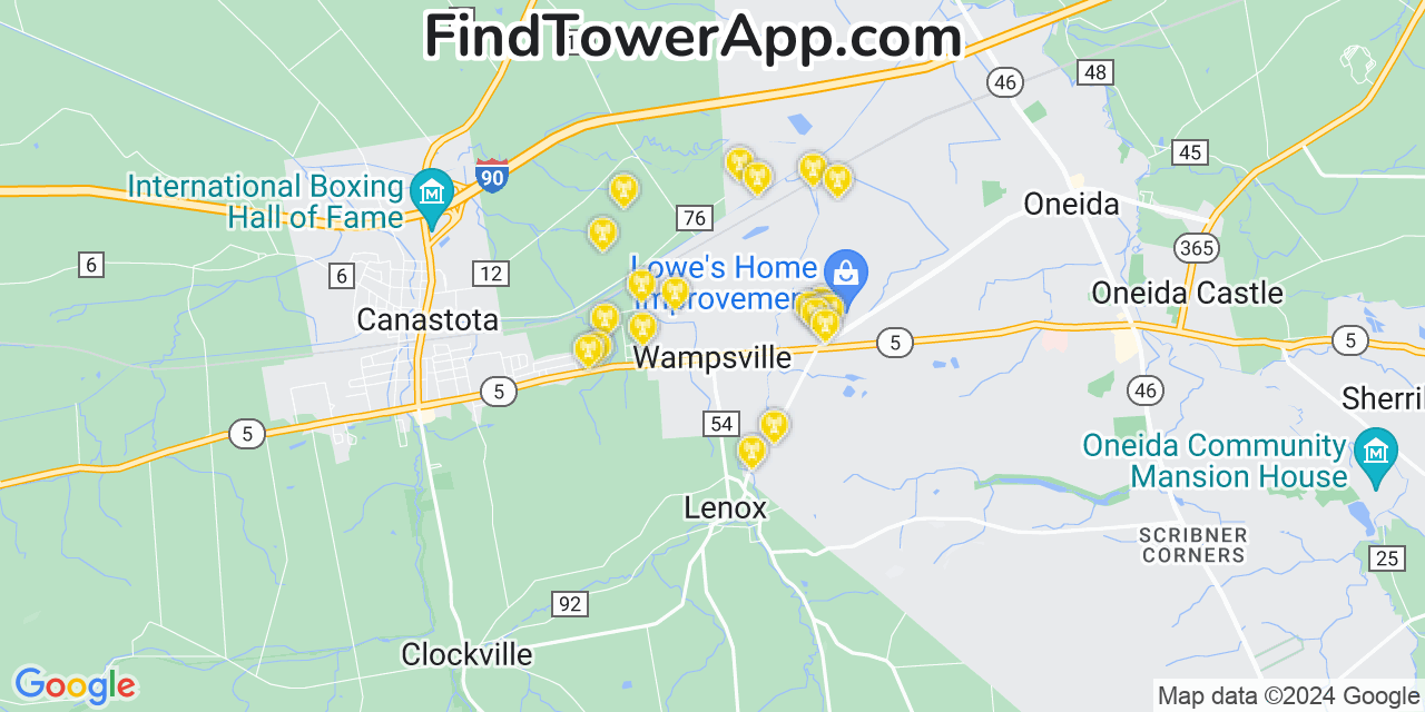 T-Mobile 4G/5G cell tower coverage map Wampsville, New York