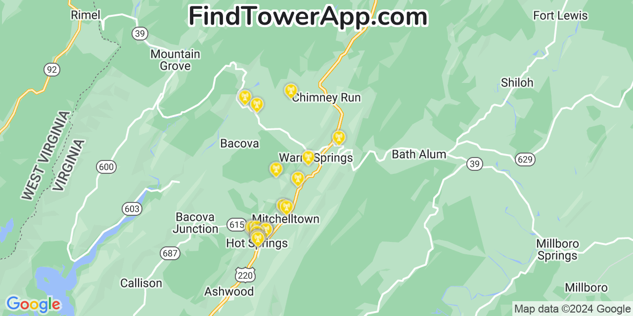 T-Mobile 4G/5G cell tower coverage map Warm Springs, Virginia