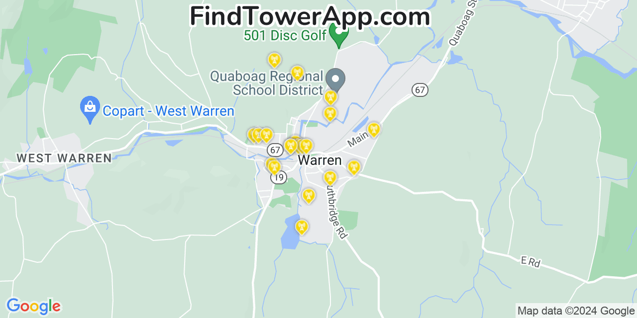 Verizon 4G/5G cell tower coverage map Warren, Massachusetts