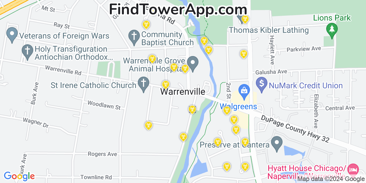 T-Mobile 4G/5G cell tower coverage map Warrenville, Illinois