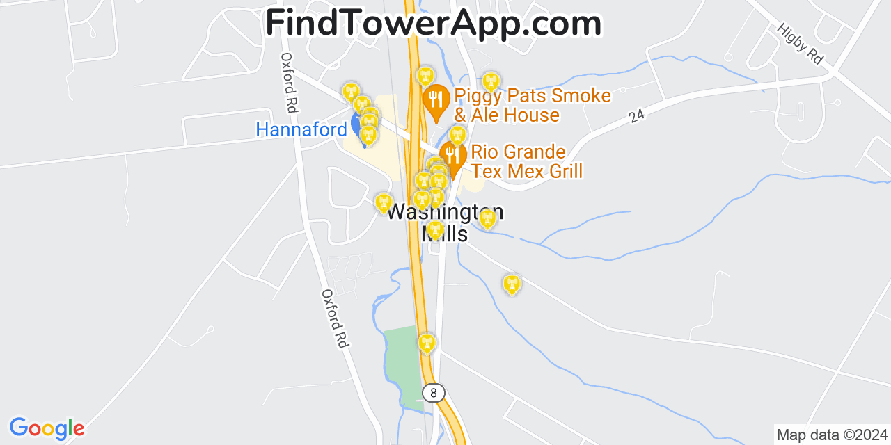 AT&T 4G/5G cell tower coverage map Washington Mills, New York