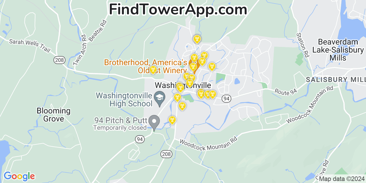 AT&T 4G/5G cell tower coverage map Washingtonville, New York