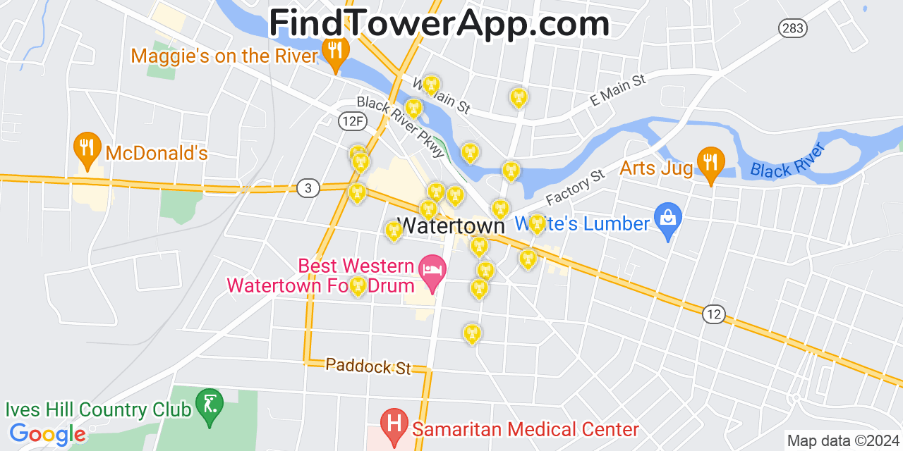 T-Mobile 4G/5G cell tower coverage map Watertown, New York
