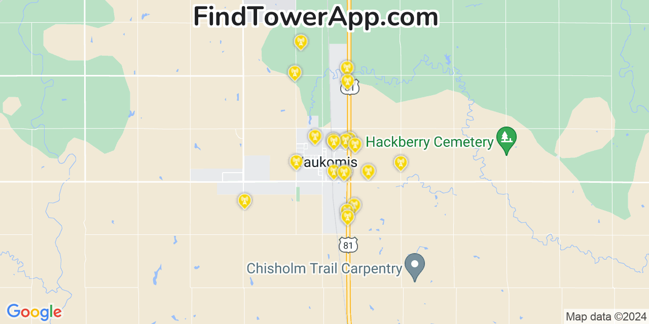 Verizon 4G/5G cell tower coverage map Waukomis, Oklahoma