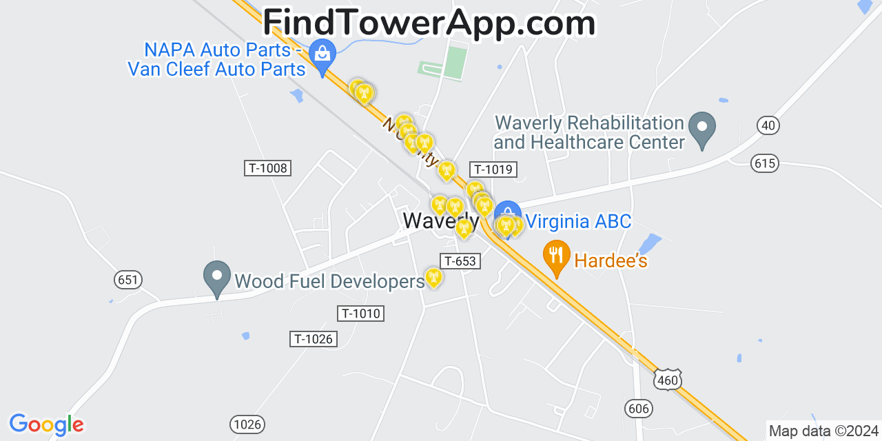 T-Mobile 4G/5G cell tower coverage map Waverly, Virginia