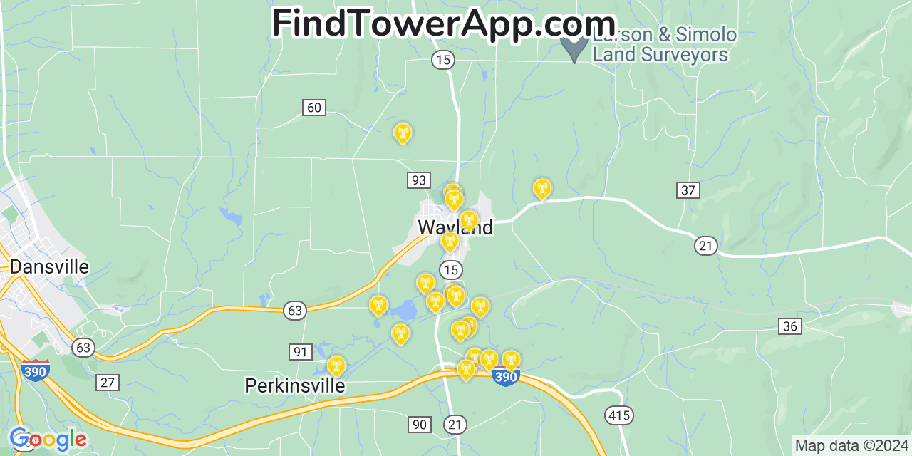 T-Mobile 4G/5G cell tower coverage map Wayland, New York