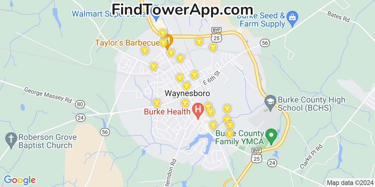 Verizon 4G/5G cell tower coverage map Waynesboro, Georgia