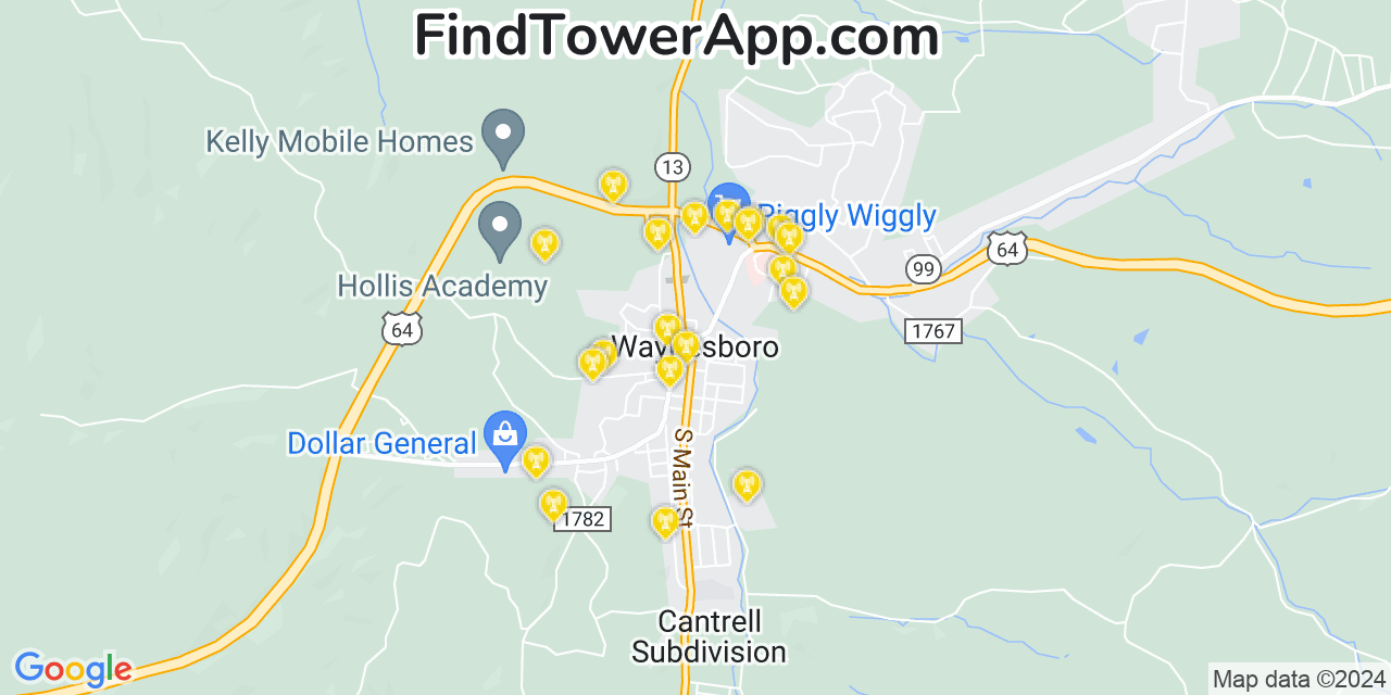 AT&T 4G/5G cell tower coverage map Waynesboro, Tennessee
