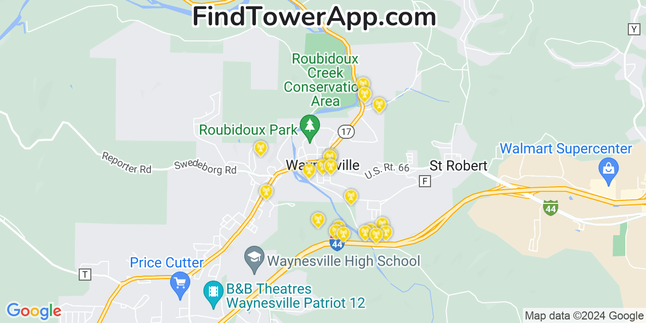 T-Mobile 4G/5G cell tower coverage map Waynesville, Missouri