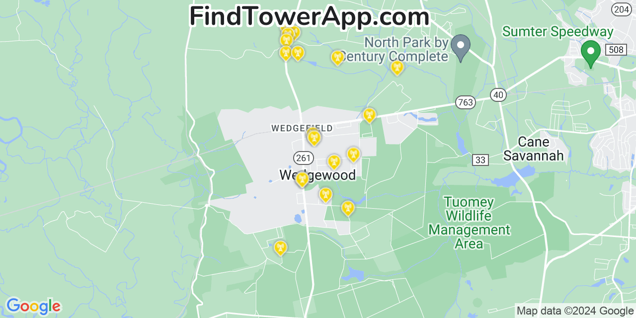 T-Mobile 4G/5G cell tower coverage map Wedgewood, South Carolina
