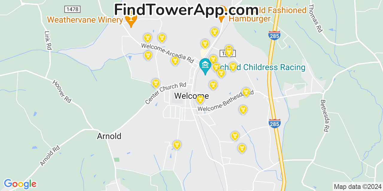AT&T 4G/5G cell tower coverage map Welcome, North Carolina