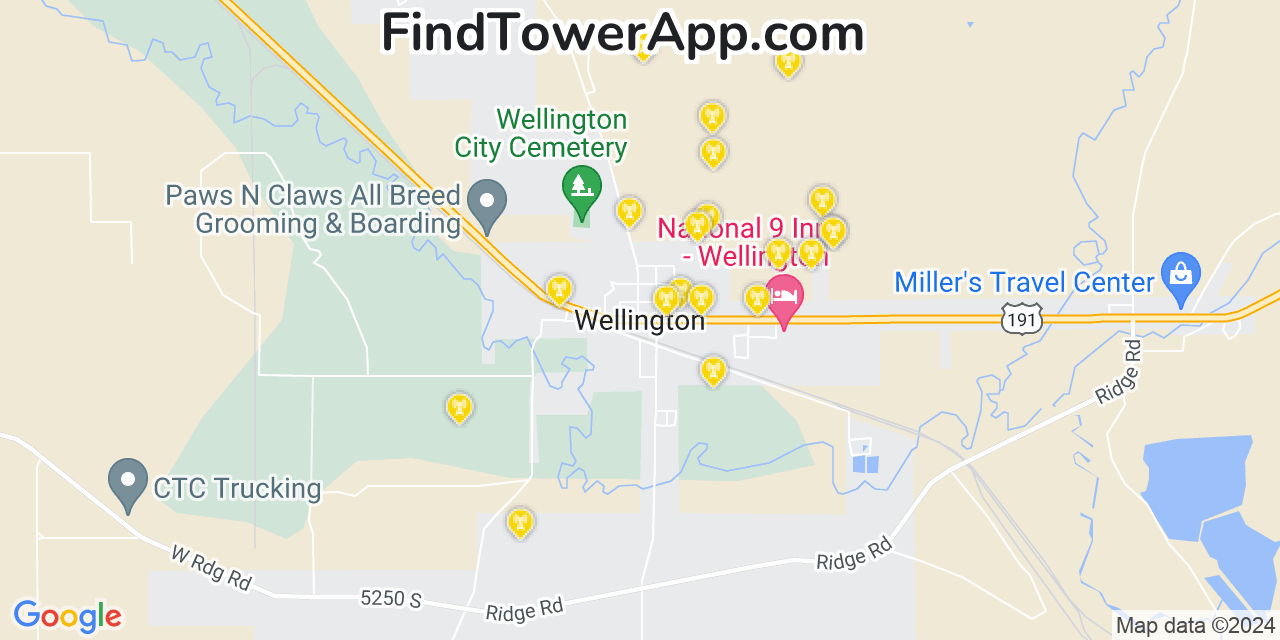 T-Mobile 4G/5G cell tower coverage map Wellington, Utah