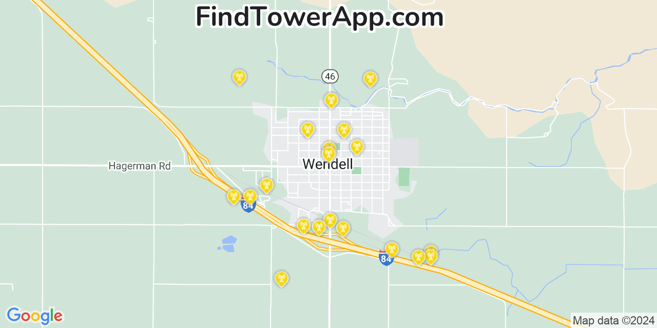 AT&T 4G/5G cell tower coverage map Wendell, Idaho