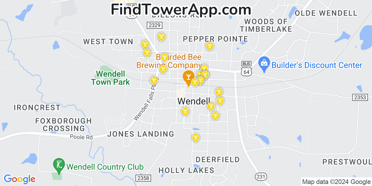 AT&T 4G/5G cell tower coverage map Wendell, North Carolina