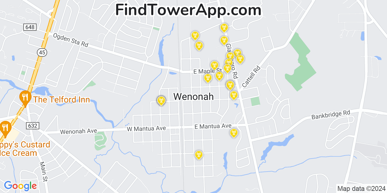 Verizon 4G/5G cell tower coverage map Wenonah, New Jersey