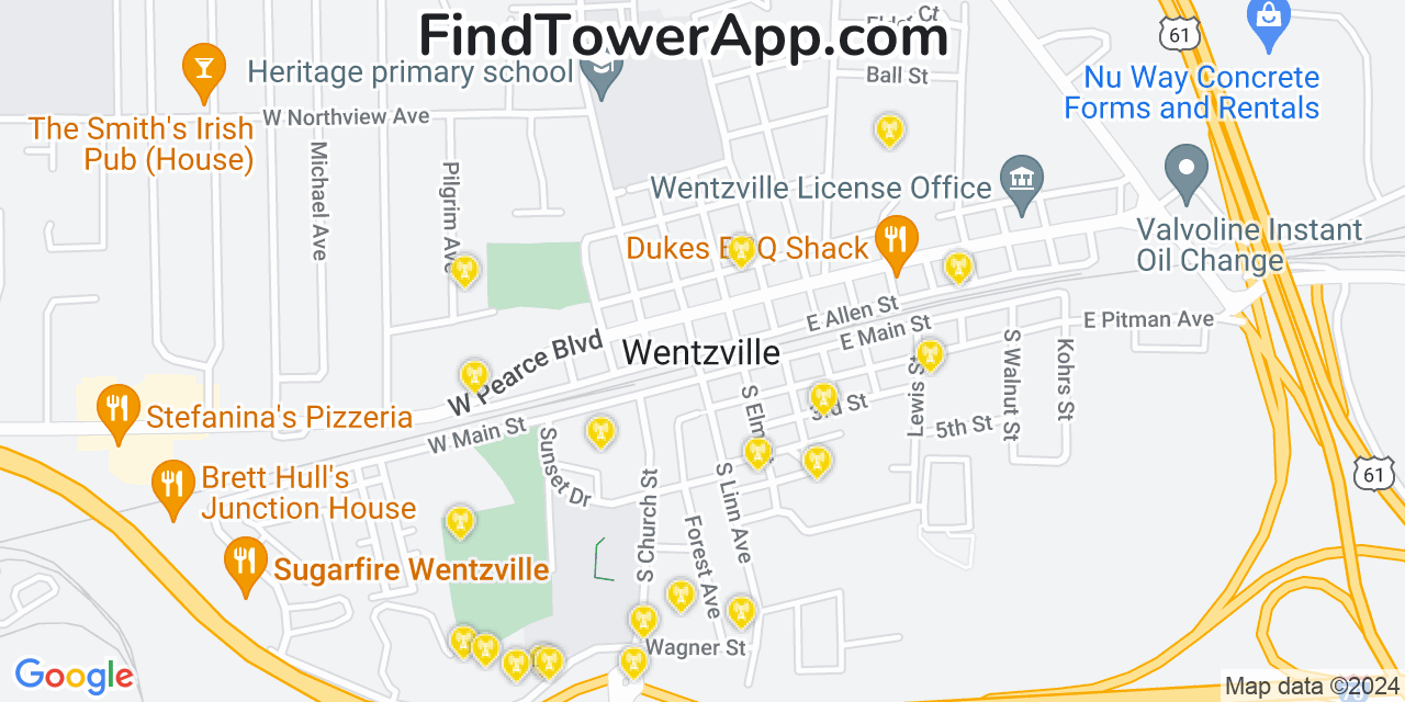 Verizon 4G/5G cell tower coverage map Wentzville, Missouri