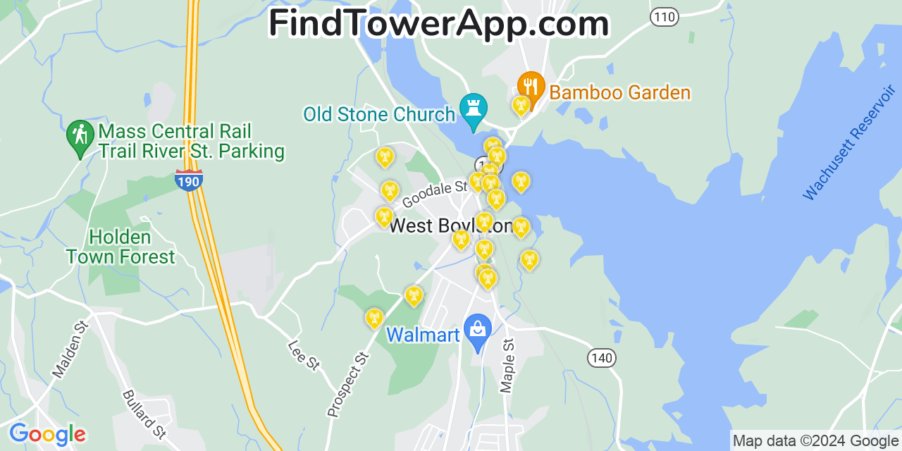 AT&T 4G/5G cell tower coverage map West Boylston, Massachusetts