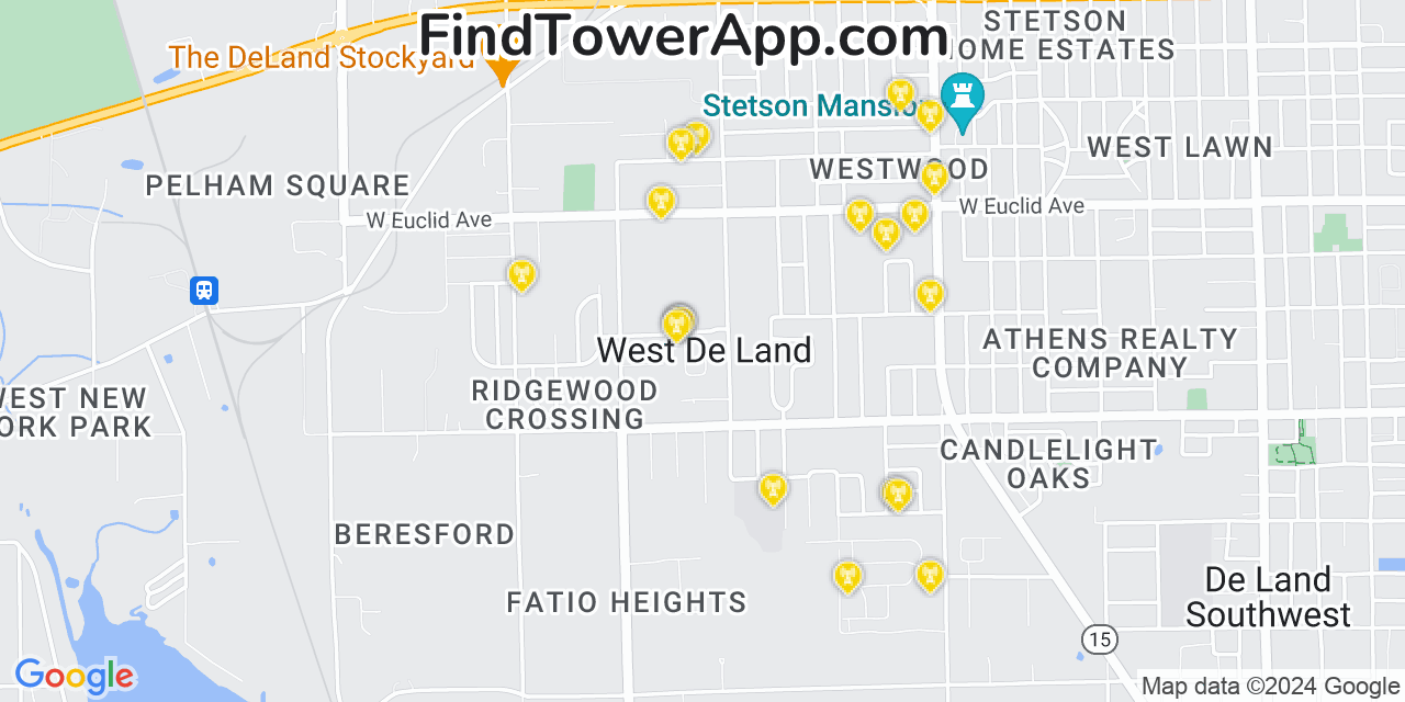 AT&T 4G/5G cell tower coverage map West DeLand, Florida