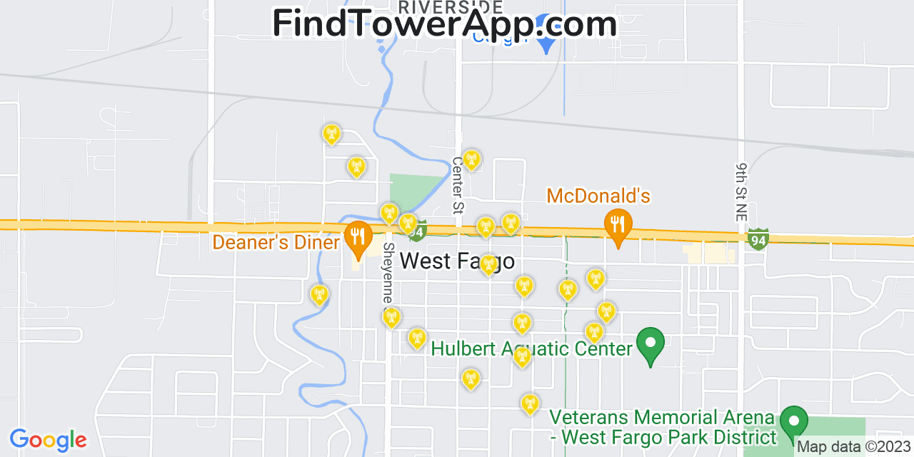AT&T 4G/5G cell tower coverage map West Fargo, North Dakota