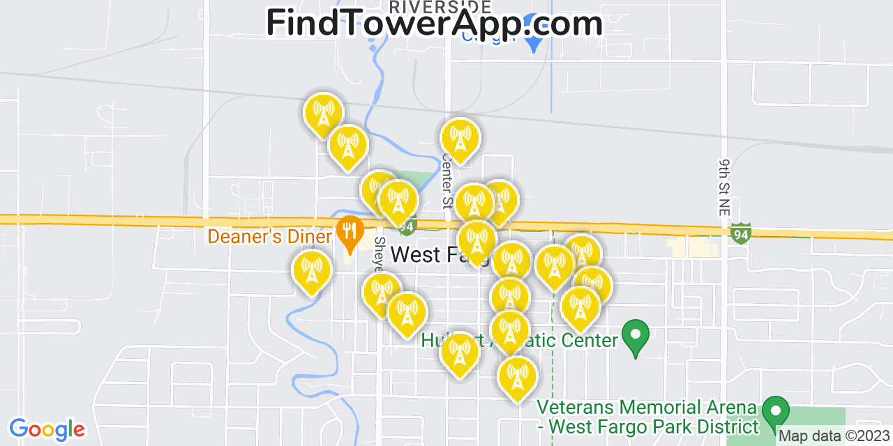 Verizon 4G/5G cell tower coverage map West Fargo, North Dakota