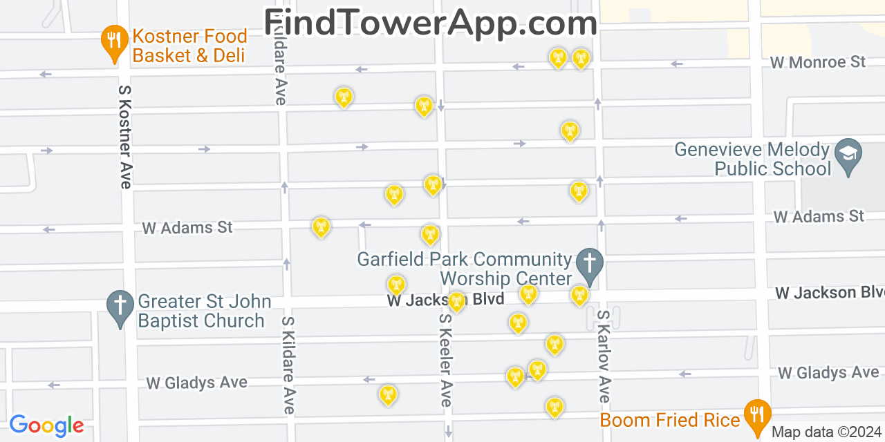 AT&T 4G/5G cell tower coverage map West Garfield Park, Illinois