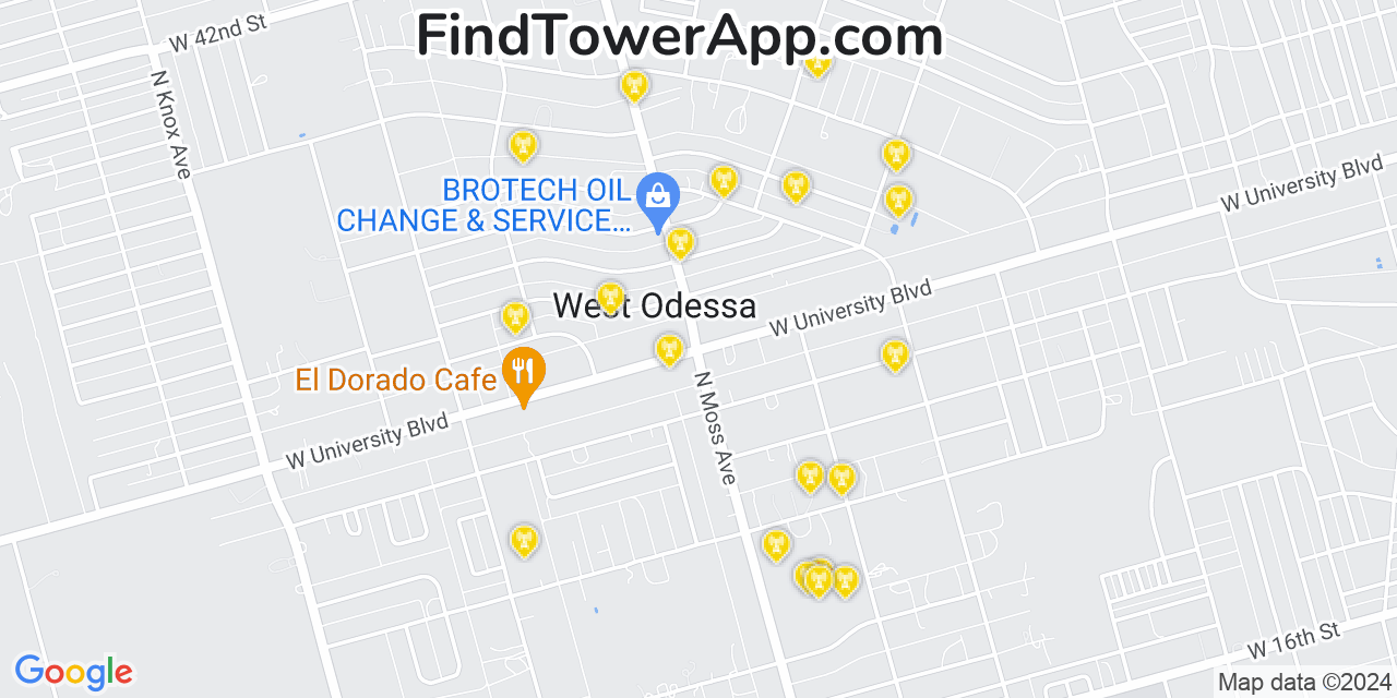 AT&T 4G/5G cell tower coverage map West Odessa, Texas