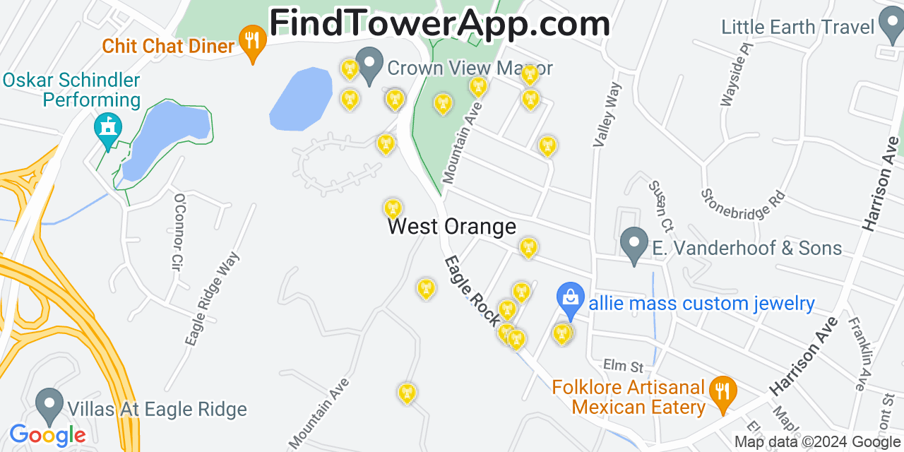 T-Mobile 4G/5G cell tower coverage map West Orange, New Jersey
