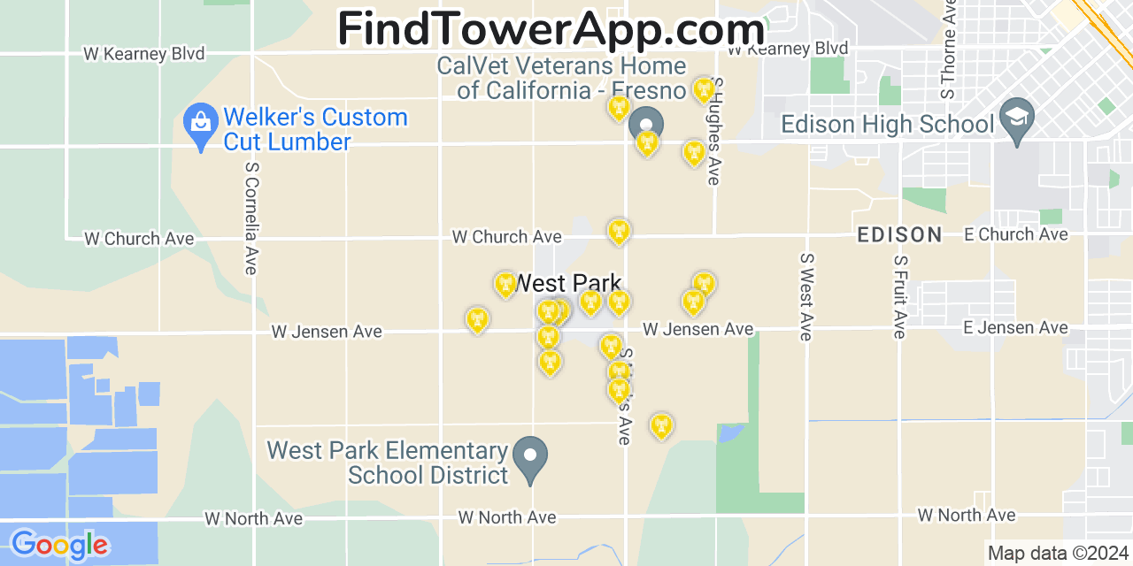T-Mobile 4G/5G cell tower coverage map West Park, California