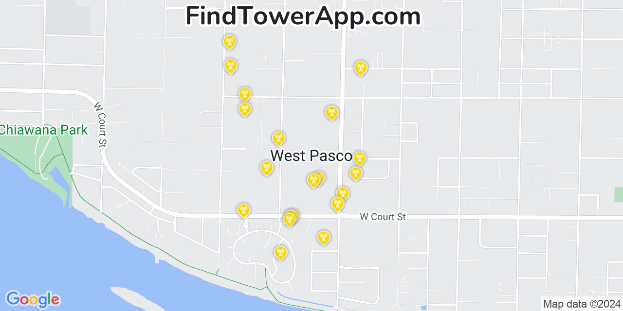 Verizon 4G/5G cell tower coverage map West Pasco, Washington