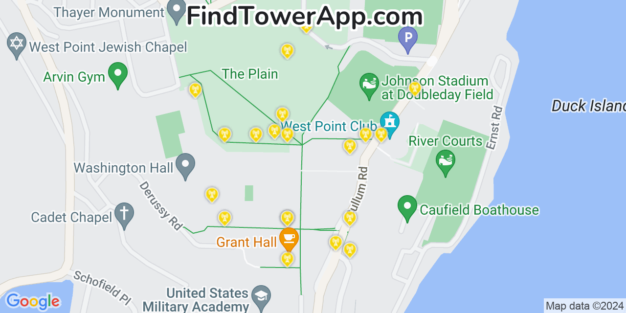 AT&T 4G/5G cell tower coverage map West Point, New York