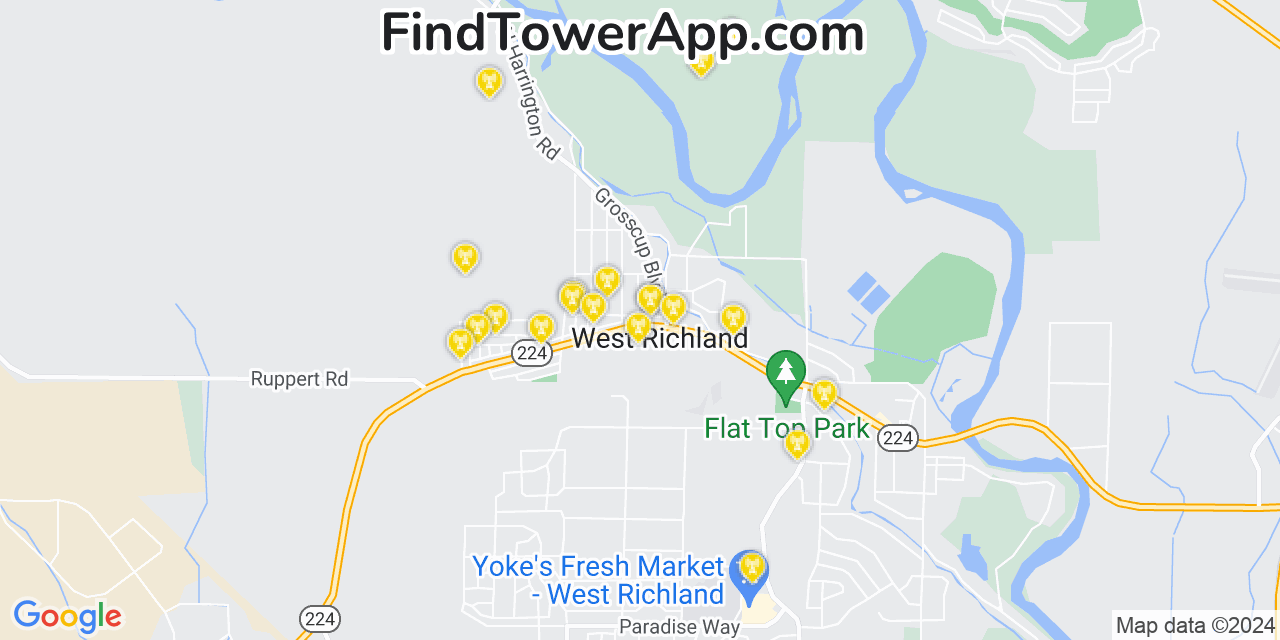 Verizon 4G/5G cell tower coverage map West Richland, Washington