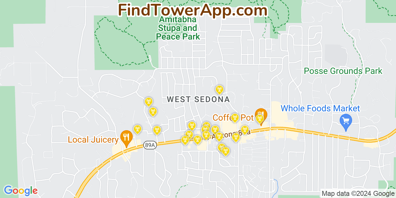 T-Mobile 4G/5G cell tower coverage map West Sedona, Arizona