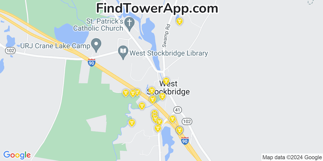 AT&T 4G/5G cell tower coverage map West Stockbridge, Massachusetts