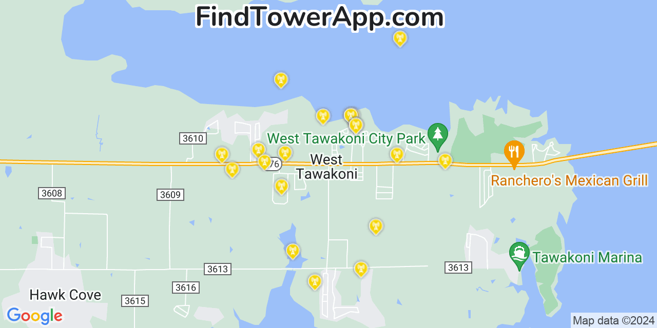 AT&T 4G/5G cell tower coverage map West Tawakoni, Texas