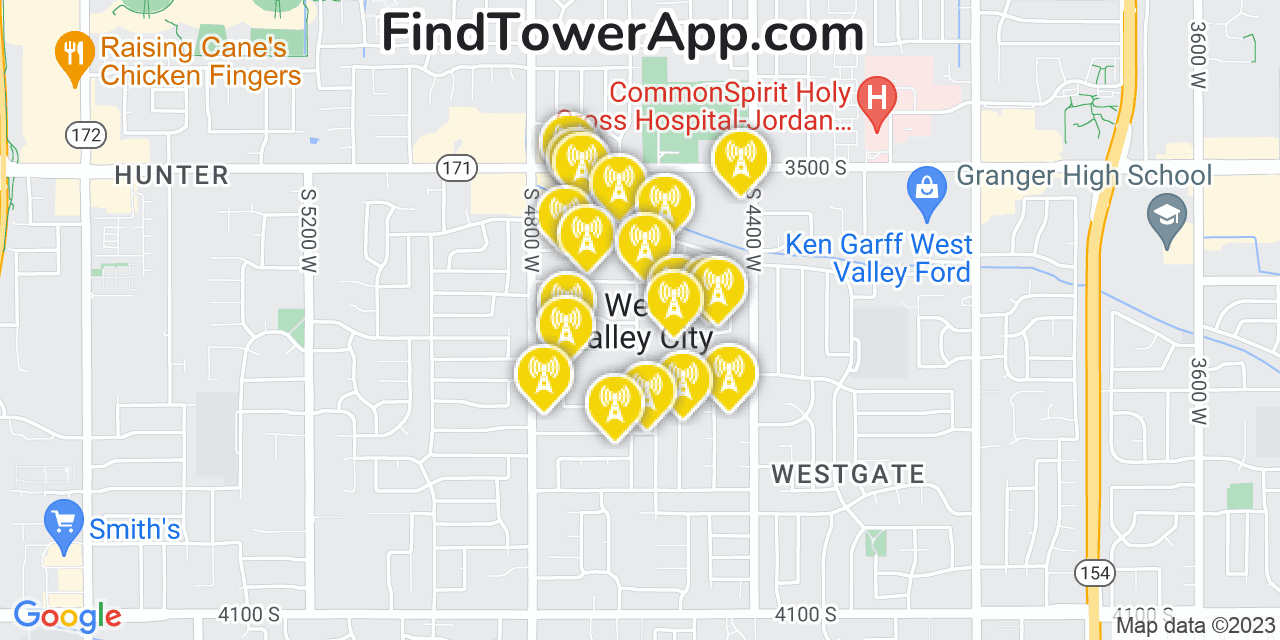 Verizon 4G/5G cell tower coverage map West Valley City, Utah