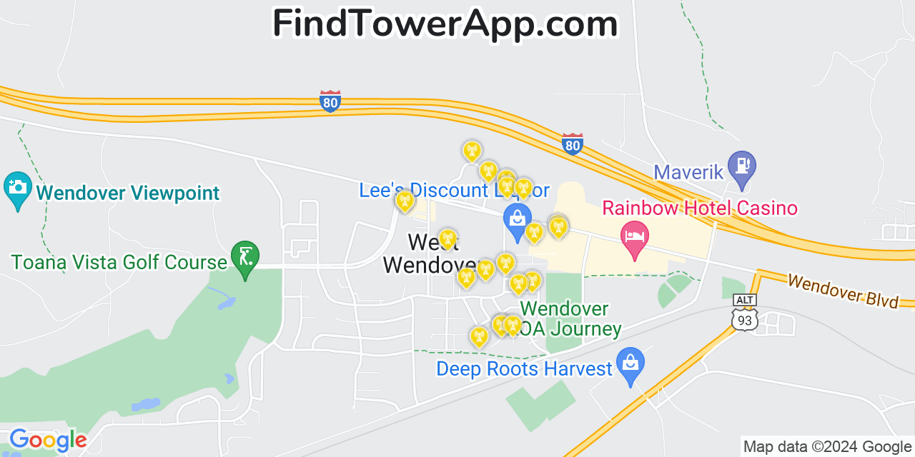 T-Mobile 4G/5G cell tower coverage map West Wendover, Nevada