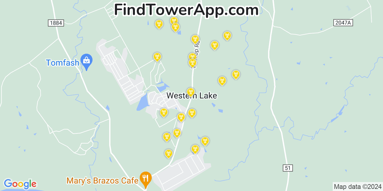 T-Mobile 4G/5G cell tower coverage map Western Lake, Texas