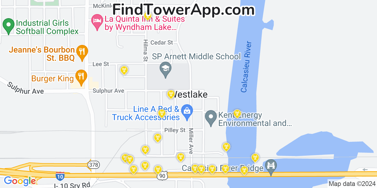 T-Mobile 4G/5G cell tower coverage map Westlake, Louisiana