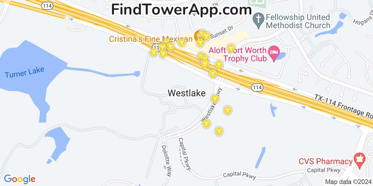 T-Mobile 4G/5G cell tower coverage map Westlake, Texas