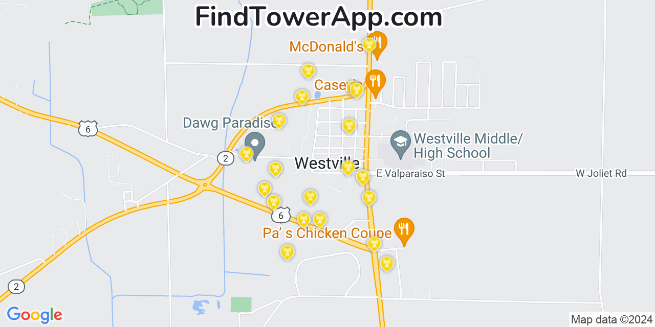 T-Mobile 4G/5G cell tower coverage map Westville, Indiana