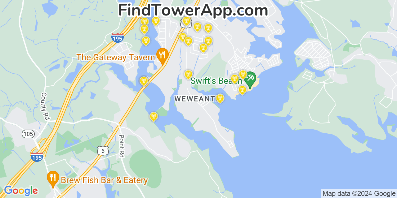 AT&T 4G/5G cell tower coverage map Weweantic, Massachusetts