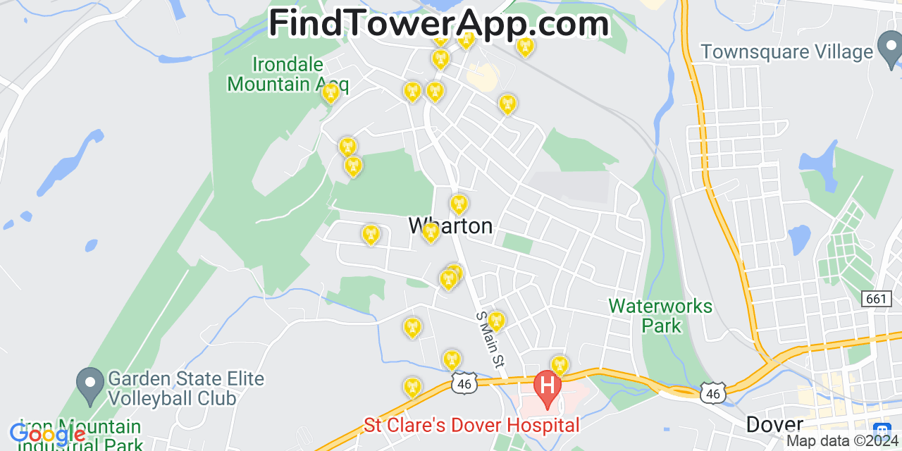 AT&T 4G/5G cell tower coverage map Wharton, New Jersey