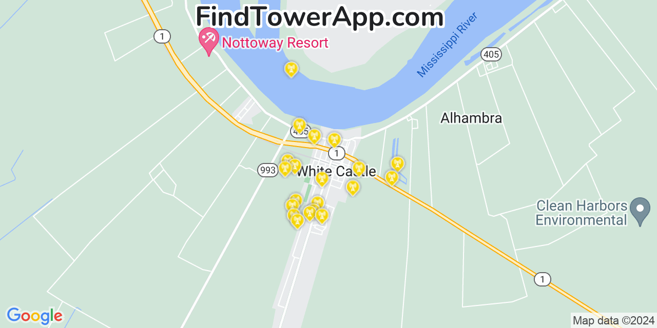 T-Mobile 4G/5G cell tower coverage map White Castle, Louisiana
