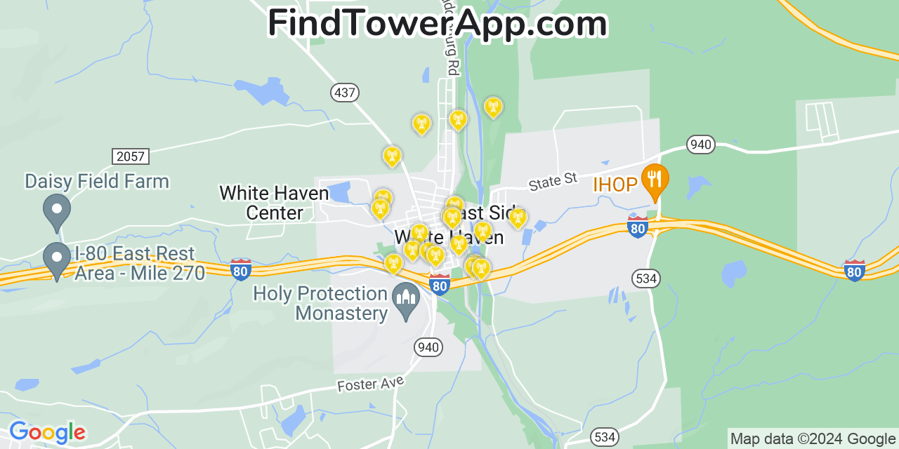 AT&T 4G/5G cell tower coverage map White Haven, Pennsylvania