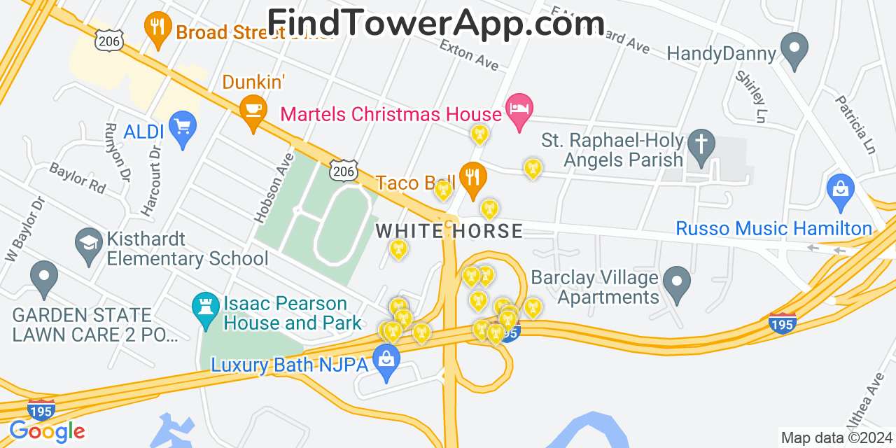 AT&T 4G/5G cell tower coverage map White Horse, New Jersey