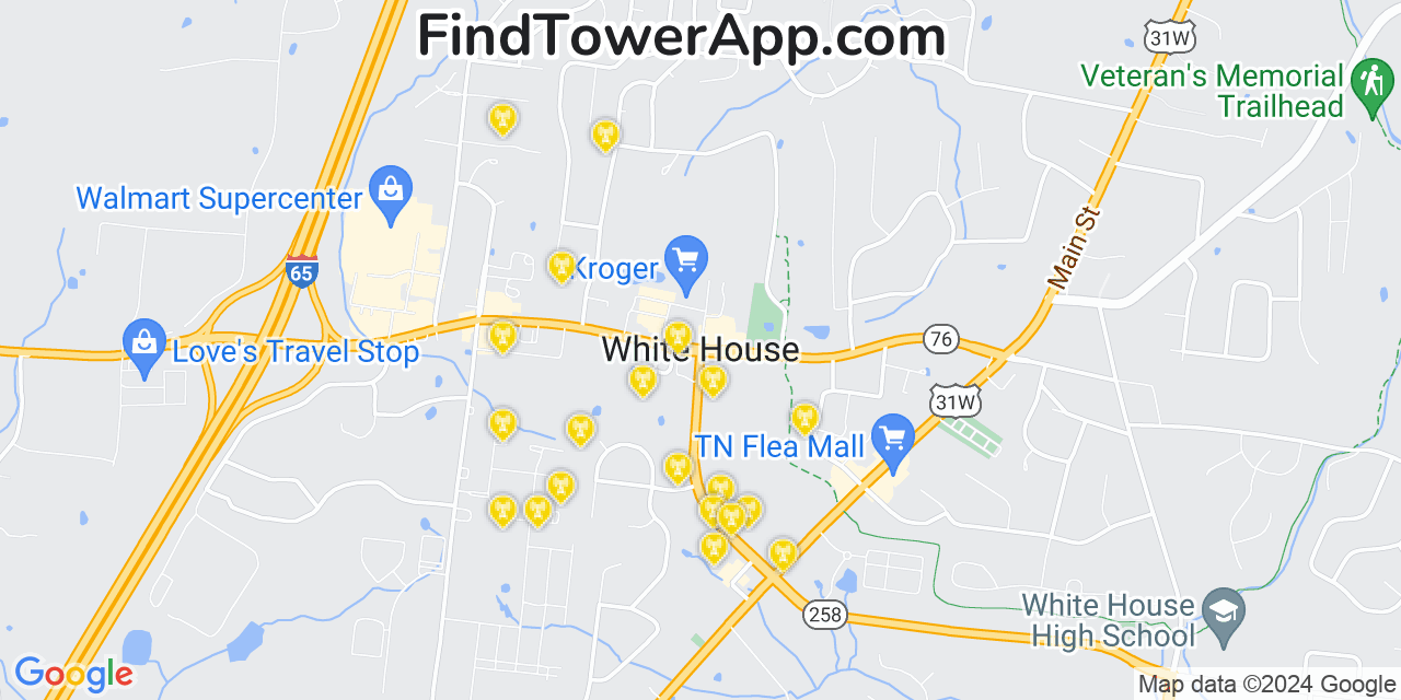 T-Mobile 4G/5G cell tower coverage map White House, Tennessee