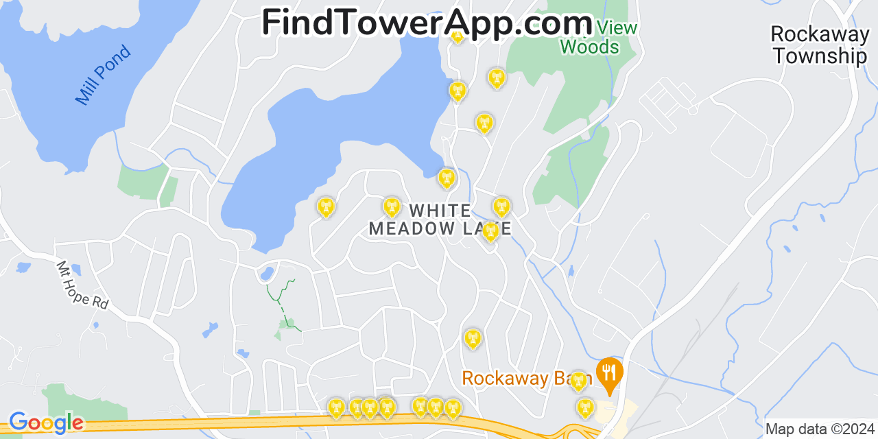 AT&T 4G/5G cell tower coverage map White Meadow Lake, New Jersey